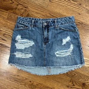 Blue jean mini skirt, distressed, size 9/29, Vanilla Star